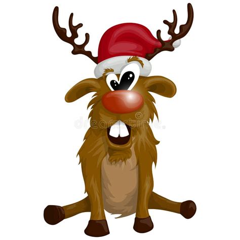 Set Of Funny Reindeer In Christmas Hats Stock Vector Illustration Of