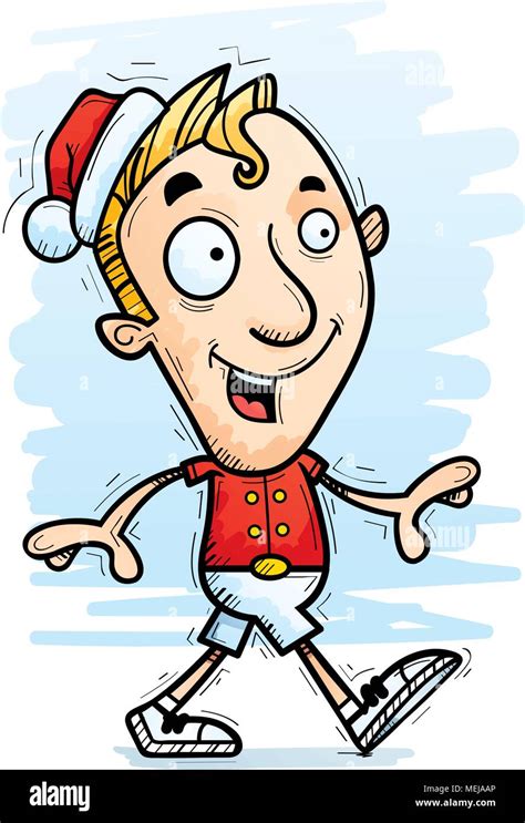 A Cartoon Illustration Of A Christmas Elf Walking Stock Vector Image