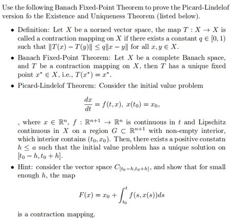 Solved Use The Following Banach Fixed Point Theorem To Prove Chegg