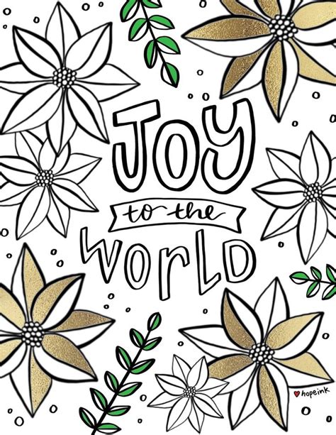 Joy To The World Free Christmas Coloring Printable Hope Ink