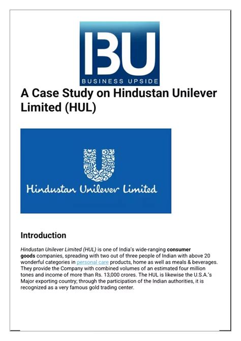 Ppt A Case Study On Hindustan Unilever Limited Hul Powerpoint