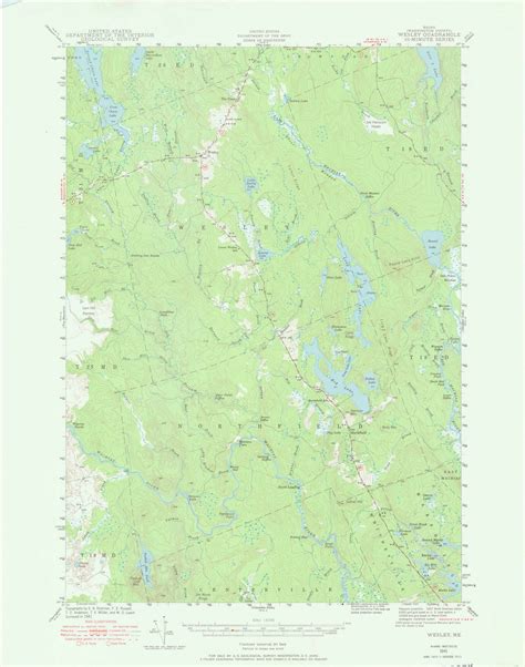 Wesley Maine 1941 1968 USGS Old Topo Map Reprint 15x15 ME Quad