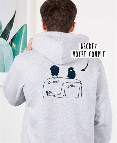 Hoodie Zippé Homme Couple Brodé Personnalisé I Monsieur Tshirt