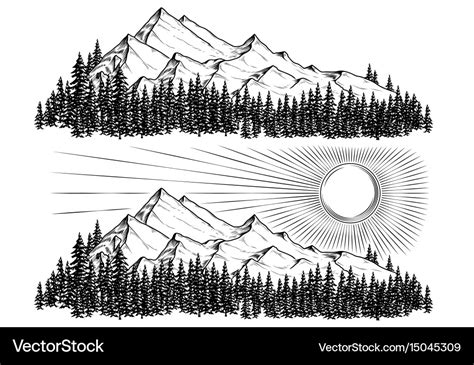 Hand Drawn Mountains Royalty Free Vector Image