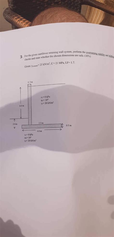 Solved 3 For The Given Cantilever Retaining Wall System Chegg