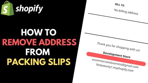 Shopify How To Remove Shop Address From Packing Slip Youtube