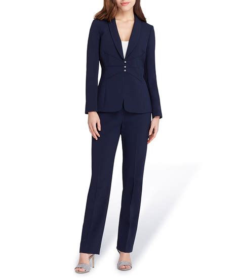 Shop For Tahari Asl Shawl Collar Three Button Pleat Detail Jacket Pantsuit At