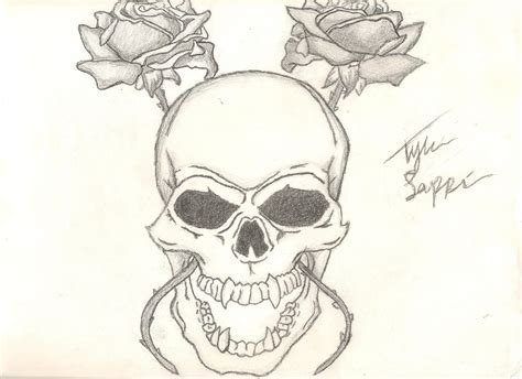 Skull And Rose Drawing By Iamcourier On Deviantart