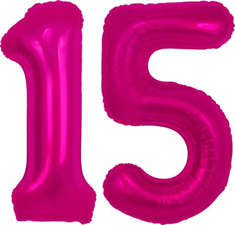 Hot Pink Number 15 Balloon - Giant 40 Inch Foil Balloon for Birthdays ...