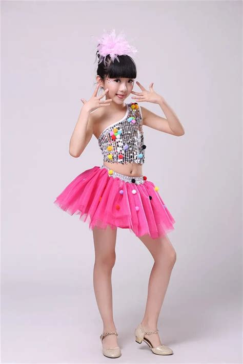 Children's Sequined Ballroom Dance Skirt Girl Jazz Dance Dress Girls ...