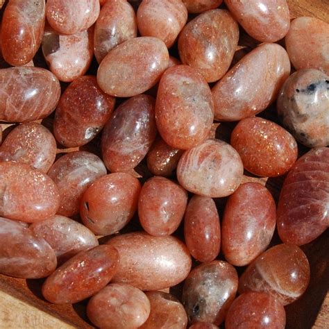 6pcs AAA Gem Sunstone Crystal Tumbled Stones Small Super Flashy