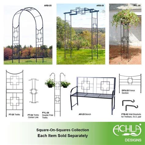 Achla Designs Square On Squares Wrought Iron Double Pole Trellis Ft