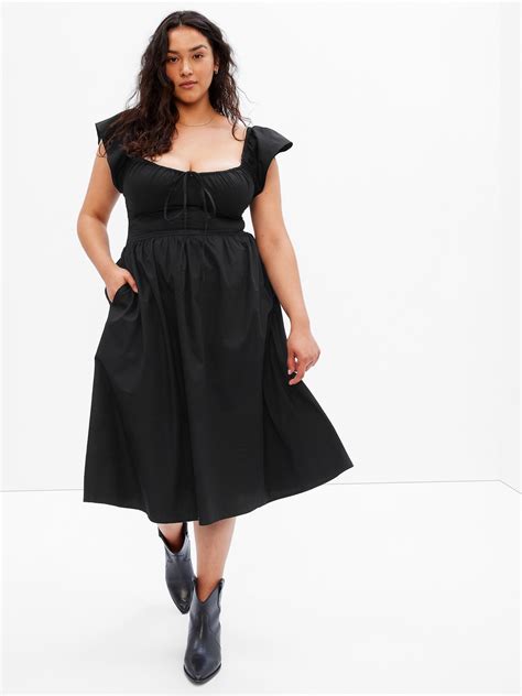 Flutter Sleeve Midi Dress Gap