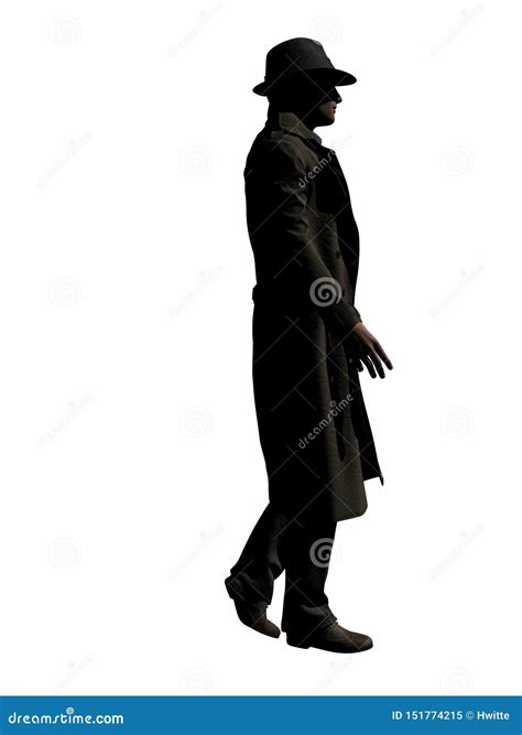 Walking Man In Trenchcoat D Illustration Stock Illustration