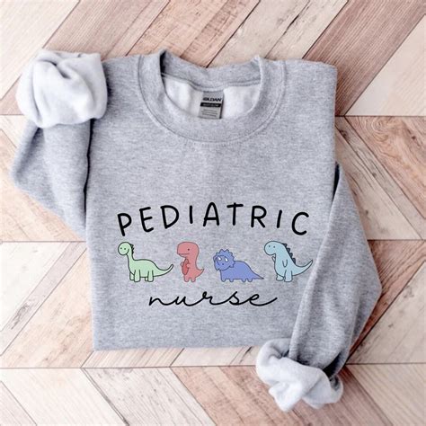 Pediatric Nurse Sweatshirt Dinosaur Sweater Pediatric Nurse Dino