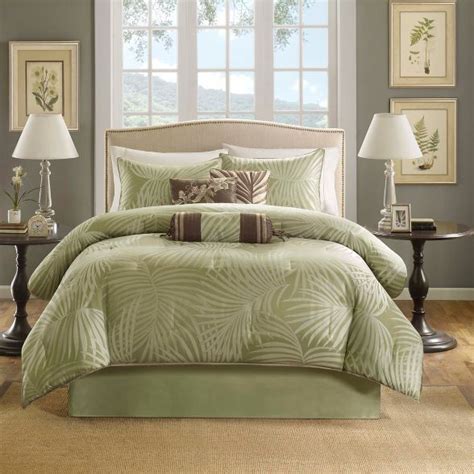 Key West 7 Piece Jacquard Comforter Set Sage King Target Tropical Bedroom Decor Tropical