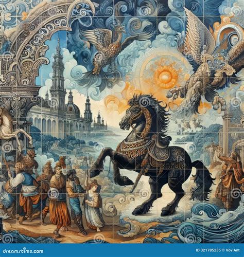 Azulejo Tile Mural Drawing A Large Scale Drawing Designed To B Royalty