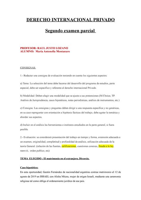 2do Parcial Final Internacional Privado DERECHO INTERNACIONAL PRIVADO