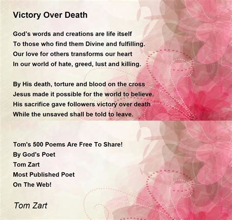 Victory Over Death - Victory Over Death Poem by Tom Zart