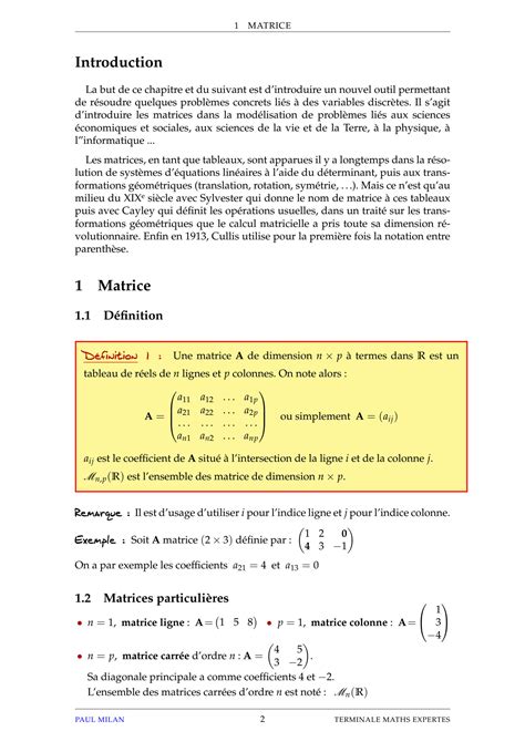 Solution Cours Matrices Suites Studypool