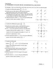 Ap Calculus Worksheet On Slope Fields And Differential Equations