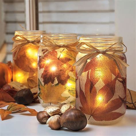 Autumn Leaves Mason Jar Light Colorful Images Mason Jar Crafts Diy