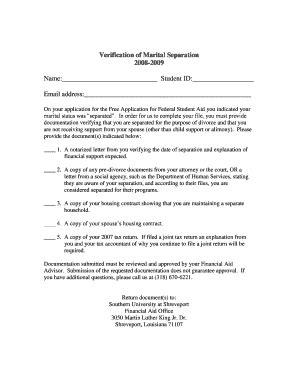 Fillable Online Web Susla Verification Of Marital Separation Intake