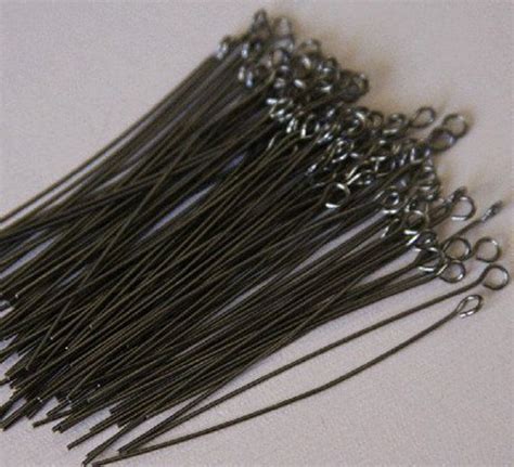 100 Pcs Of Gunmetal Plated Brass Eye Pin 2 Inches Long 22 Gauge Etsy