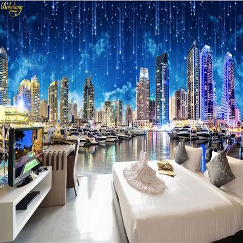 Beibehang Custom Photo Wall Mural Wallpaper Luxury HD Star City Large