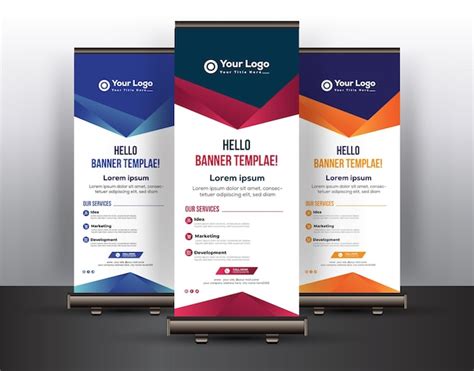 Abstrakte Rollup Banner Design Vorlagen Premium Vektor