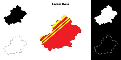 Xinjiang Uygur Province Outline Map Set Vector Art At Vecteezy