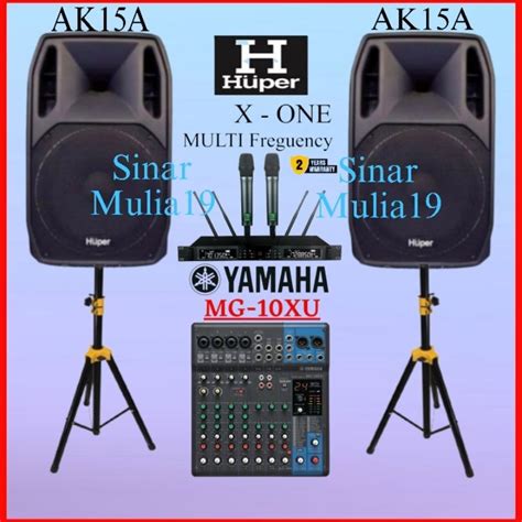 Jual Paket Sound System Speaker Aktif Huper AK15A Mixer YAMAHA MG10XU