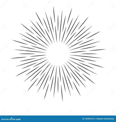 Sun Rays Light Rays Linear Drawing On White Background Royalty Free