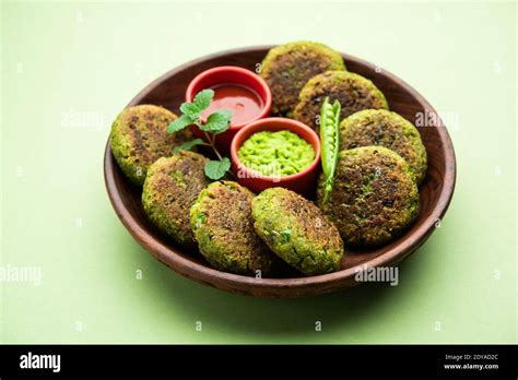 Hara Bhara Kabab Or Kebab Is Indian Vegetarian Snack Recipe Served With