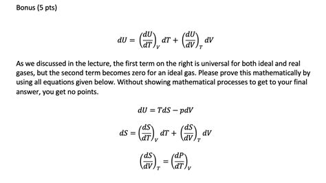 Solved Bonus 5 pts dU at dU dT dT dU dV dV т As we Chegg