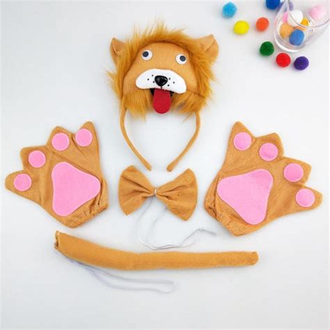 kesoto lion tail ears set cute halloween animal costume  kids adult