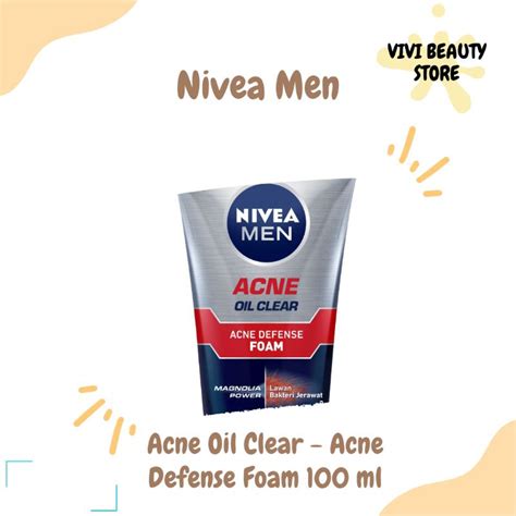 Jual Nivea Men Acne Oil Clear Acne Defense Foam 100 Ml Exp 7 2025 Shopee Indonesia