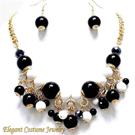 Black And White Necklace Set Elegant Jewelry Black And White