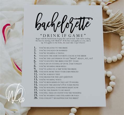 Bachelorette Drink If Game Printable Game Instant Etsy Bachelorette