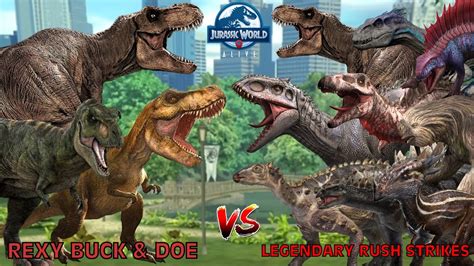 Rexy Buck Doe Vs Legendary Rush Strikes Jurassic World Alive