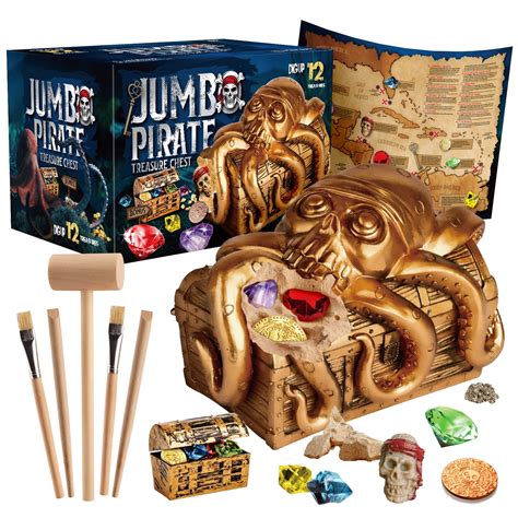 Eduman Jumbo Pirate Dig Kit Octopus Pirate Treasure Dig Toys Science