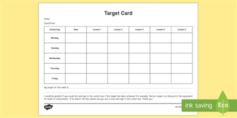 Target Card Young People And Families Case File Recording Planning Template