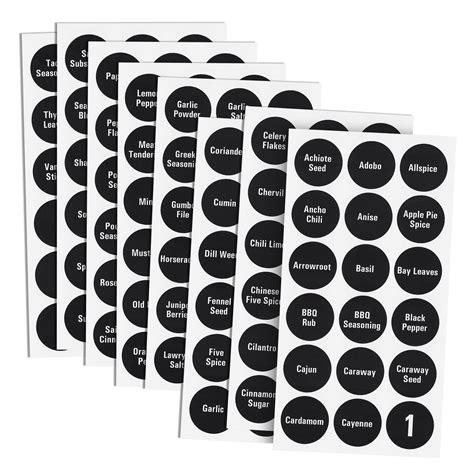 Talented Kitchen Round Spice Label Stickers Preprinted Chalkboard