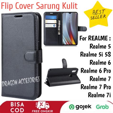 Jual Flip Kulit Realme 7i 5i 5S 5 6 7 Pro Leather Case Sarung Dompet