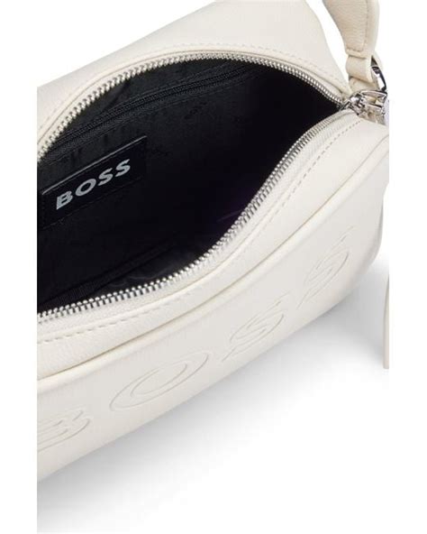 Boss Grained Faux Leather Crossbody Bag With Outline Logo In White Lyst Australia