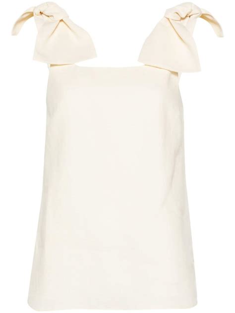 Chloé Bow Detail Linen Tank Top Farfetch