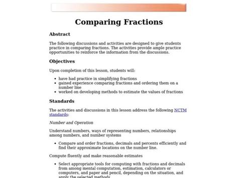 Comparing Fractions Lesson Plan For 5th 7th Grade Lesson Planet