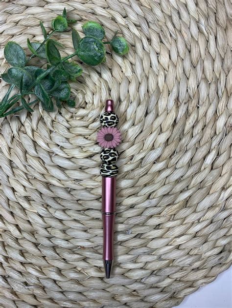 Flower And Leopard Print Silicone Bead Pen Leopard Pen Etsy