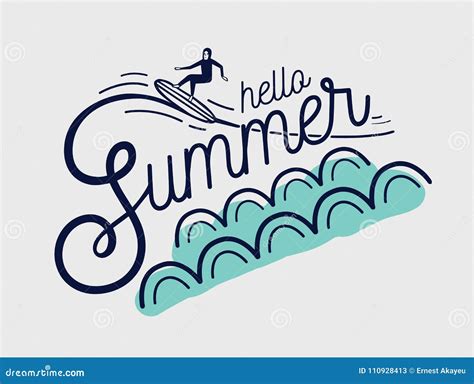 Hello Summer Hand Lettering Written With Creative Cursive Font And