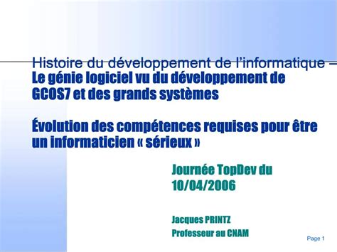 Ppt Histoire Du D Veloppement De L Informatique Le G Nie Logiciel Vu